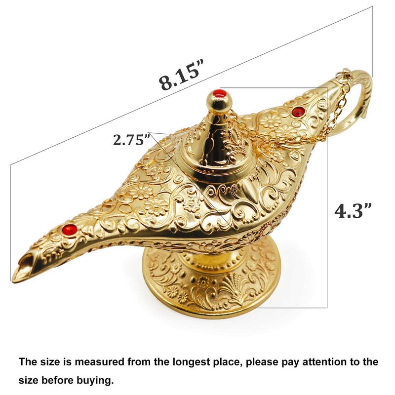 AVESON Classic Vintage Collectable Rare Legend Aladdin Magic Genie Costume Lamp Home Table Decoration & Gift, Gold - Image 2